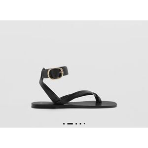 MNG by Mango Black Leather Strappy Sandals Women’s EU 39 NEW